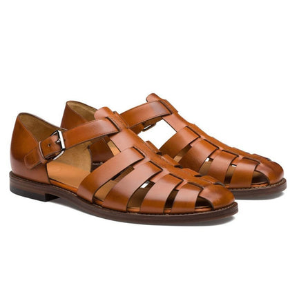 European and Amenrican Mens Fisherman Sandals,Summer Leather Casual Baotou Breathable Fisherman Shoes. (Brown,9.5)