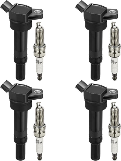 Ignition Coil Pack UF651 and Iridium Spark Plug 9686 Compatible with Kia Soul 2012 2013 2014 2015 Hyundai Elantra