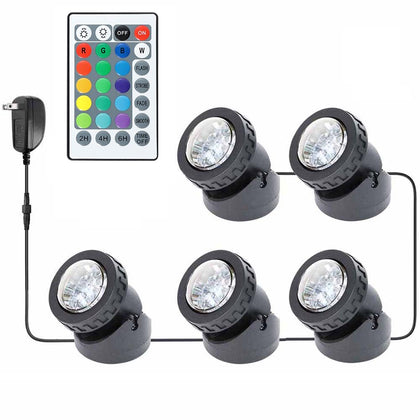 Pond Lights Submersible Colored Weighted Timer Fountain Light, 5 Lights