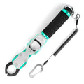 Fish Lip Gripper with Scale 40lb Aluminum Alloy Fishing Grabber | 360° Swivel Non-Slip Handle, 11" Corrosion