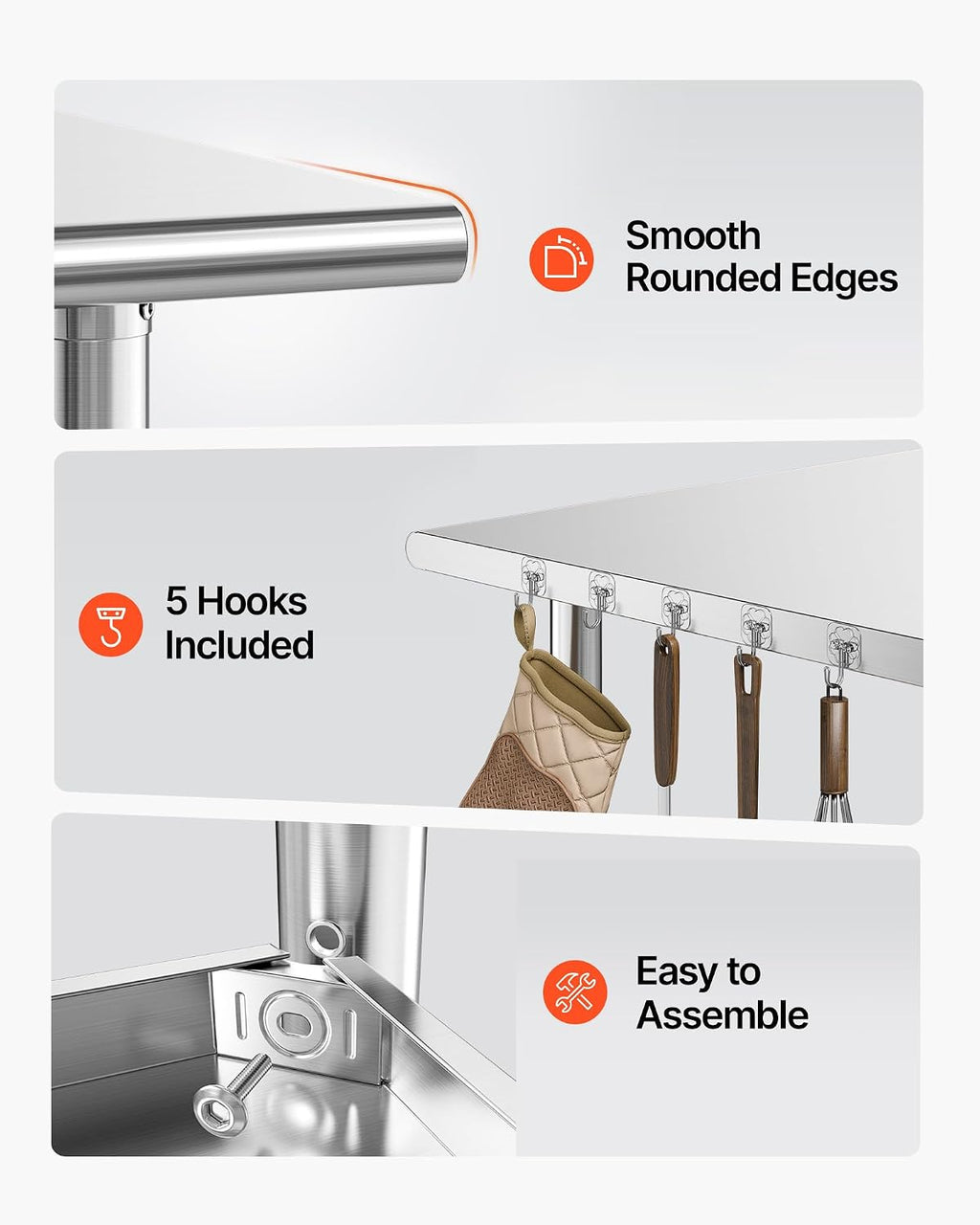 Stainless Steel Work Table, 24x48 Inch Food Prep Table, Commercial Kitchen Workstation with Adjustable Undershelf