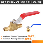 20PC HeSun 1/2" Brass Crimp PEX Ball Valve(VALVE003-20)