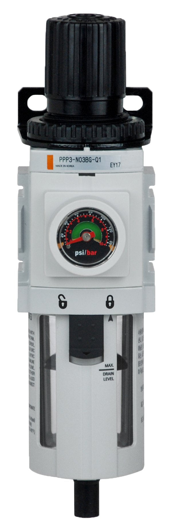 PneumaticPlus PPP3-N02BG Air Filter Regulator Combo 1/4" NPT, 5 Micron