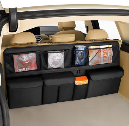 Car Trunk Organizer, Collapsible Large Capacity Vehicle Backseat Hanging Storage Bag with 9 Pockets, Automotive