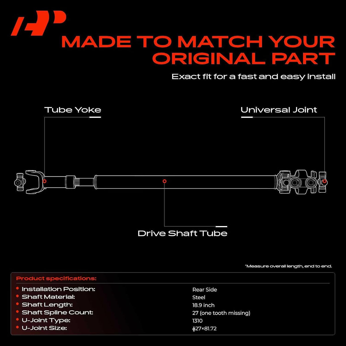 A-Premium Rear Drive Shaft Driveshaft Assembly Compatible with Jeep