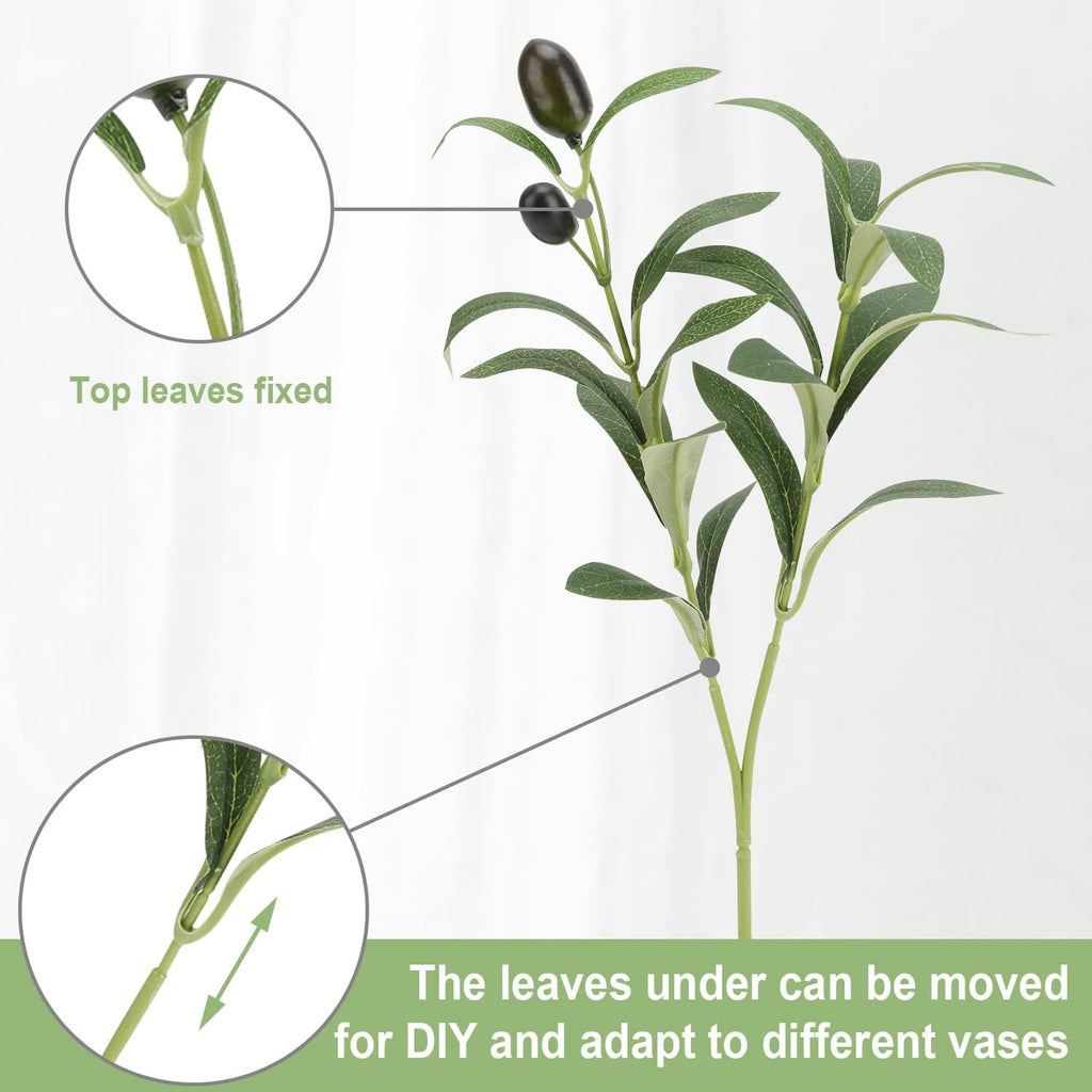 10pcs 10” Faux Olive Leaves Stems Artificial Branches for Vases