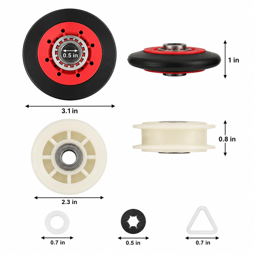 Dryer Repair Kit Drum Roller Idler Pulley Belt fit for Whirlpool