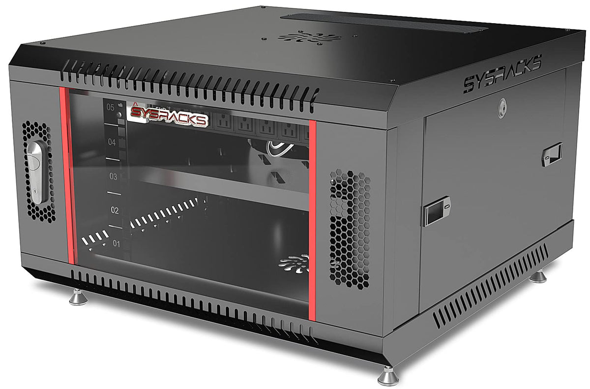 6U Network Rack Wall Mount - Locking Server Cabinet - AV Audio Rack - Data Racks - Lockable IT - Cabinet Enclosure