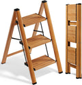 3 Step Ladder, Folding Aluminum 3 Step Stool with Anti-Slip Wide Sturdy Pedal, Multi-Use for Home and Kitchen, Space
