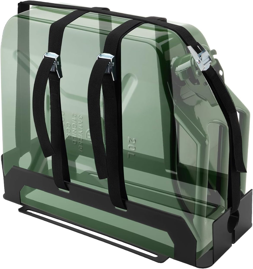 Heavy-Duty Jerry Can Holder for Roof Rack with Webbed Strap | 5 Gallon Gas Can Carrier Mount, Universal Single Jerry