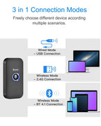 Portable Mini 1D Bluetooth Barcode Scanner with Case, Black