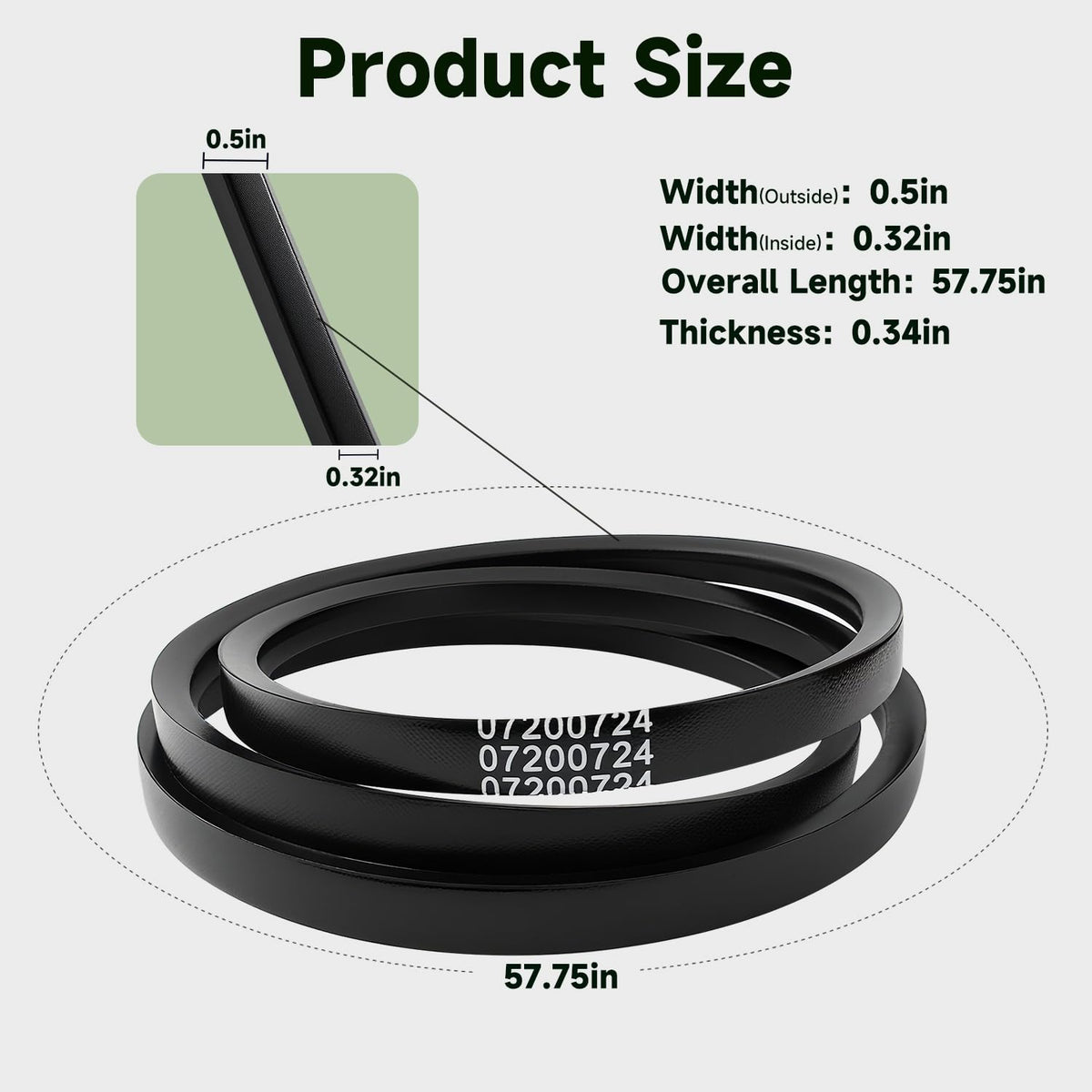 Transmission Drive Belt Zero Turn Lawn Mower Belt Compatible with Ariens Gravely Ikon ZT XL 42 48 52 60 Zero Turn Lawn Mower Replace#: 07200724 7200724