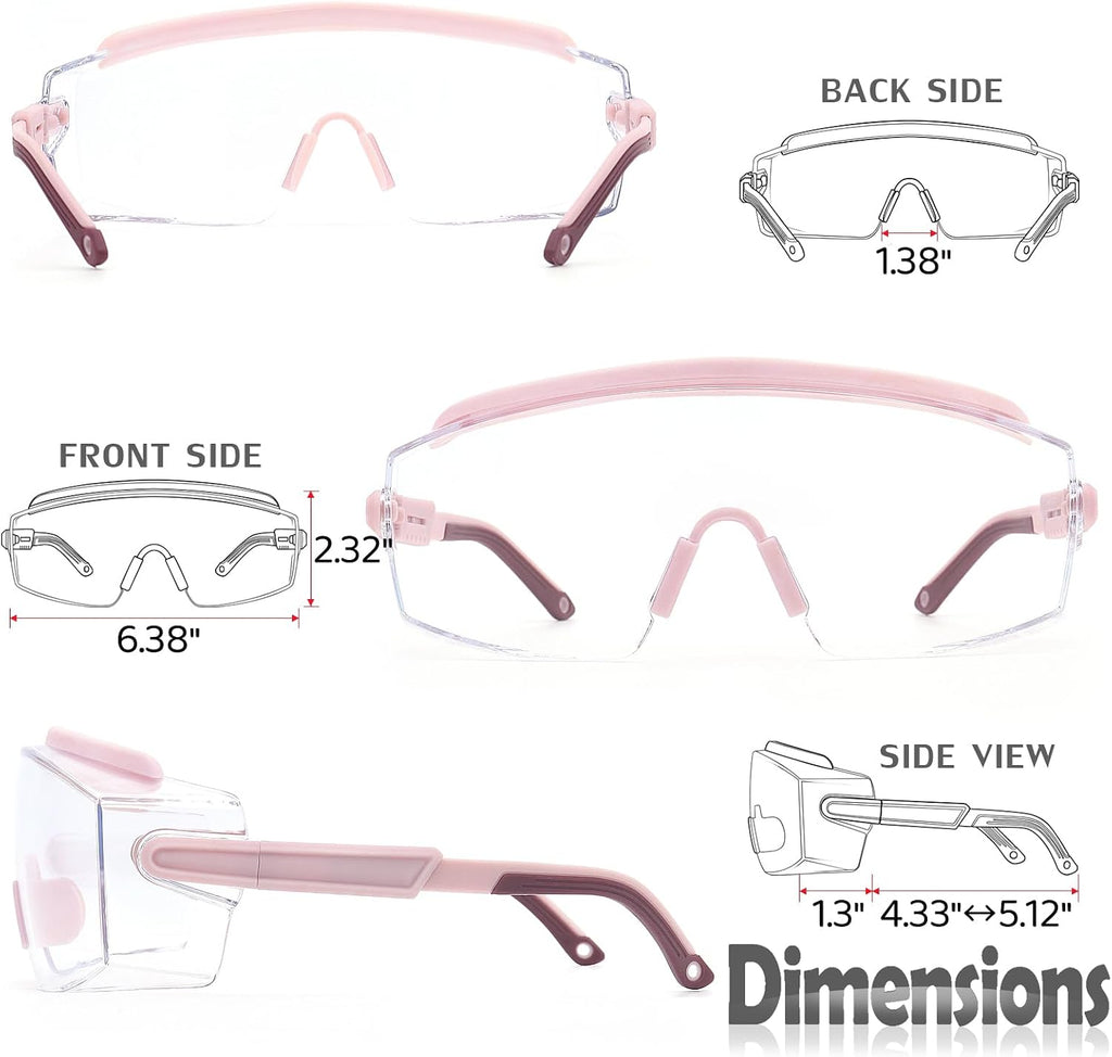 Safety Goggles Over Glasses, Anti Fog Safety Glasses with Clear Wraparound Lens, ANSI Z87.1 Protective Eyewear