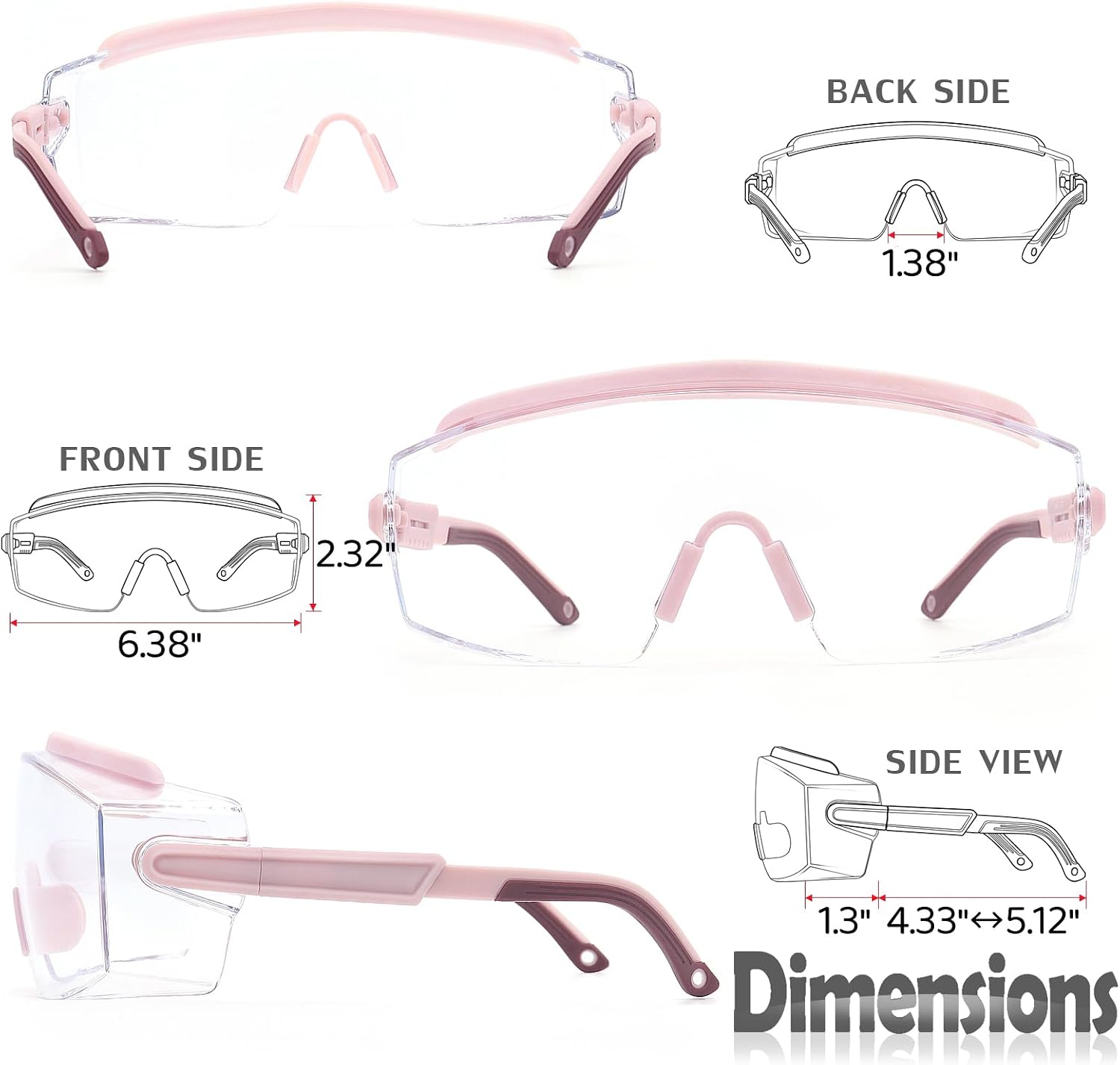 Safety Goggles Over Glasses, Anti Fog Safety Glasses with Clear Wraparound Lens, ANSI Z87.1 Protective Eyewear