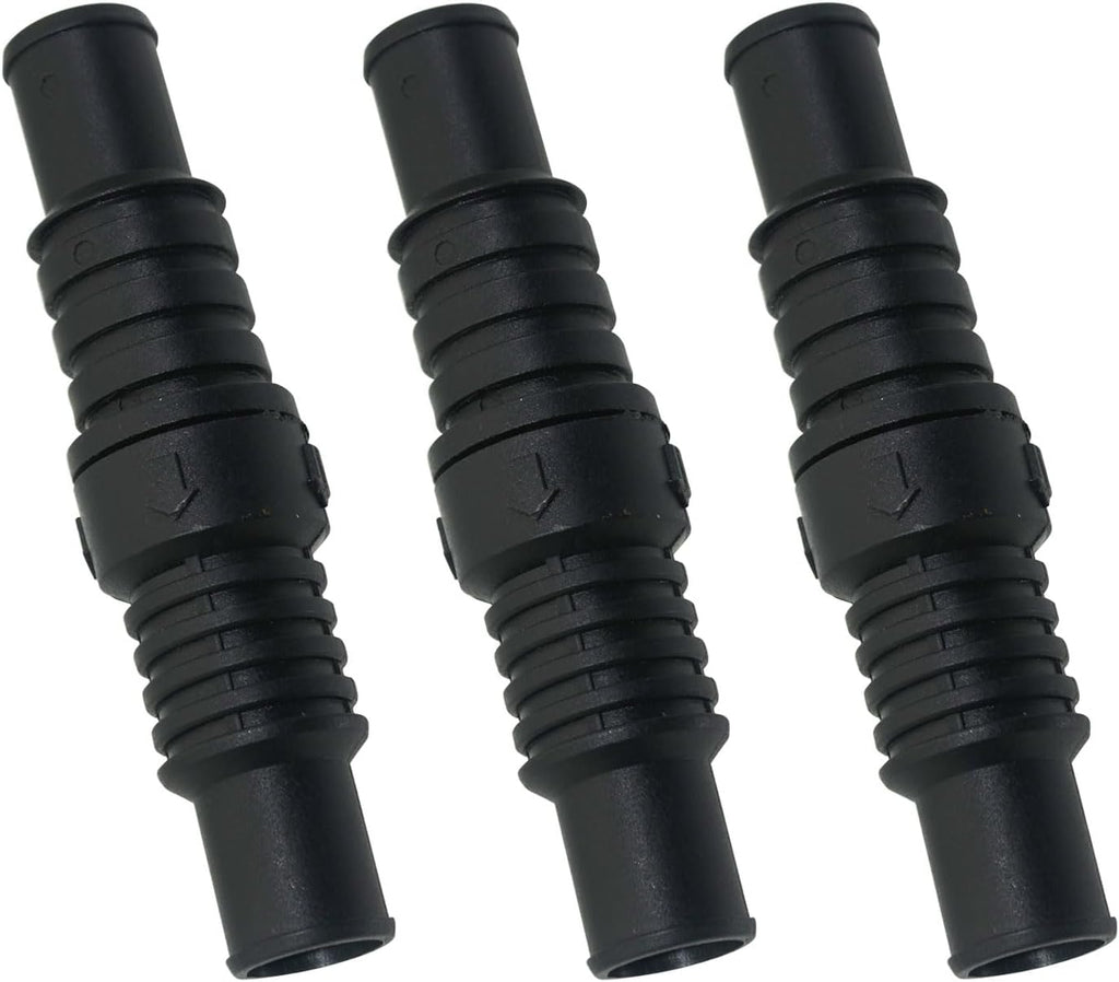 3 Pcs LV1219 Black Check Valve, 3/4" & 1", Prevents Water Backflow
