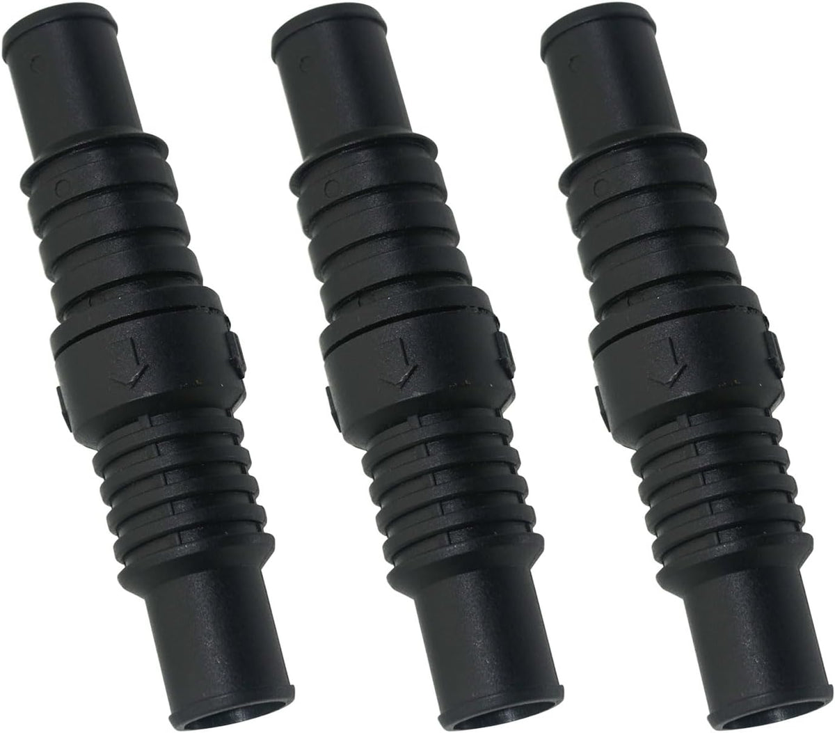 3 Pcs LV1219 Black Check Valve, 3/4" & 1", Prevents Water Backflow