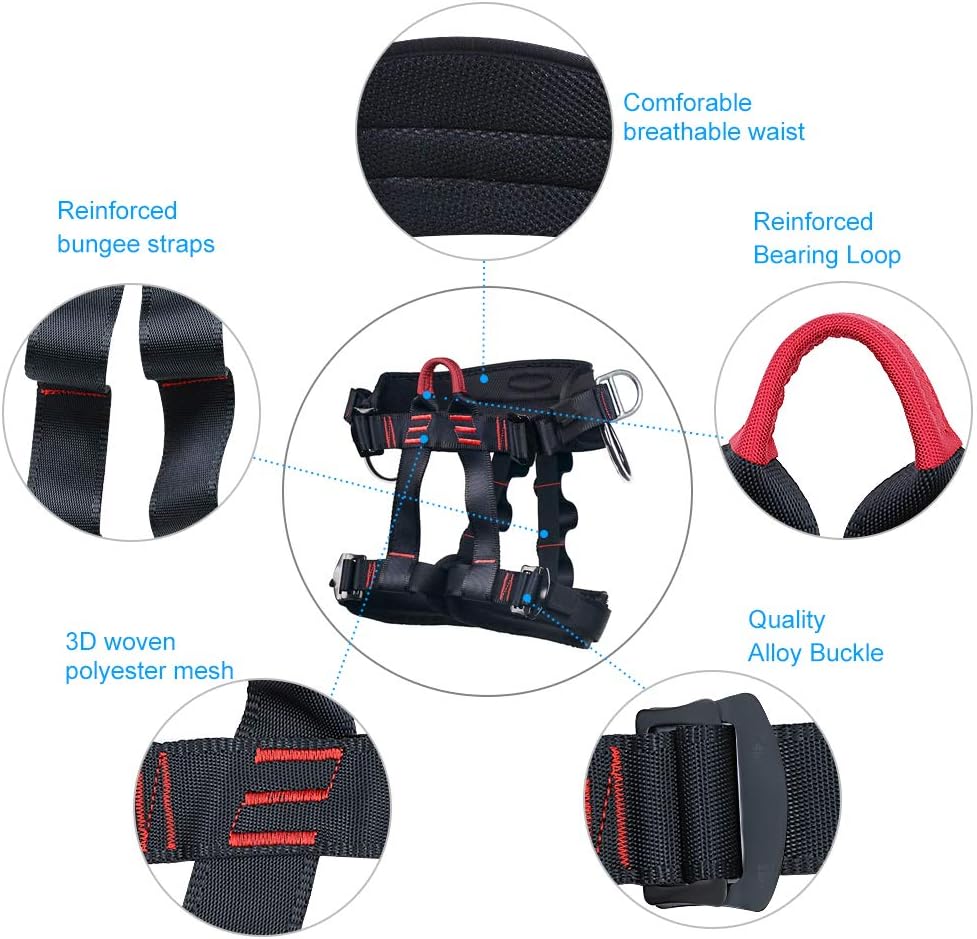 Climbing Harness, Protect Waist Safety Harness Gear, Wider Half Body Harness for Roofing Fire Rescuing Rock Climbing