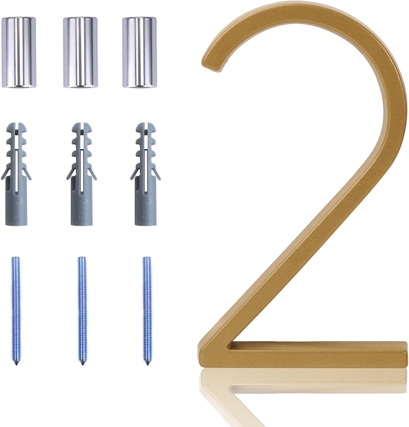Floating House Number Modern House Numbers 5 inch, Deamos Zinc Alloy Home Address Number for House with Reflective