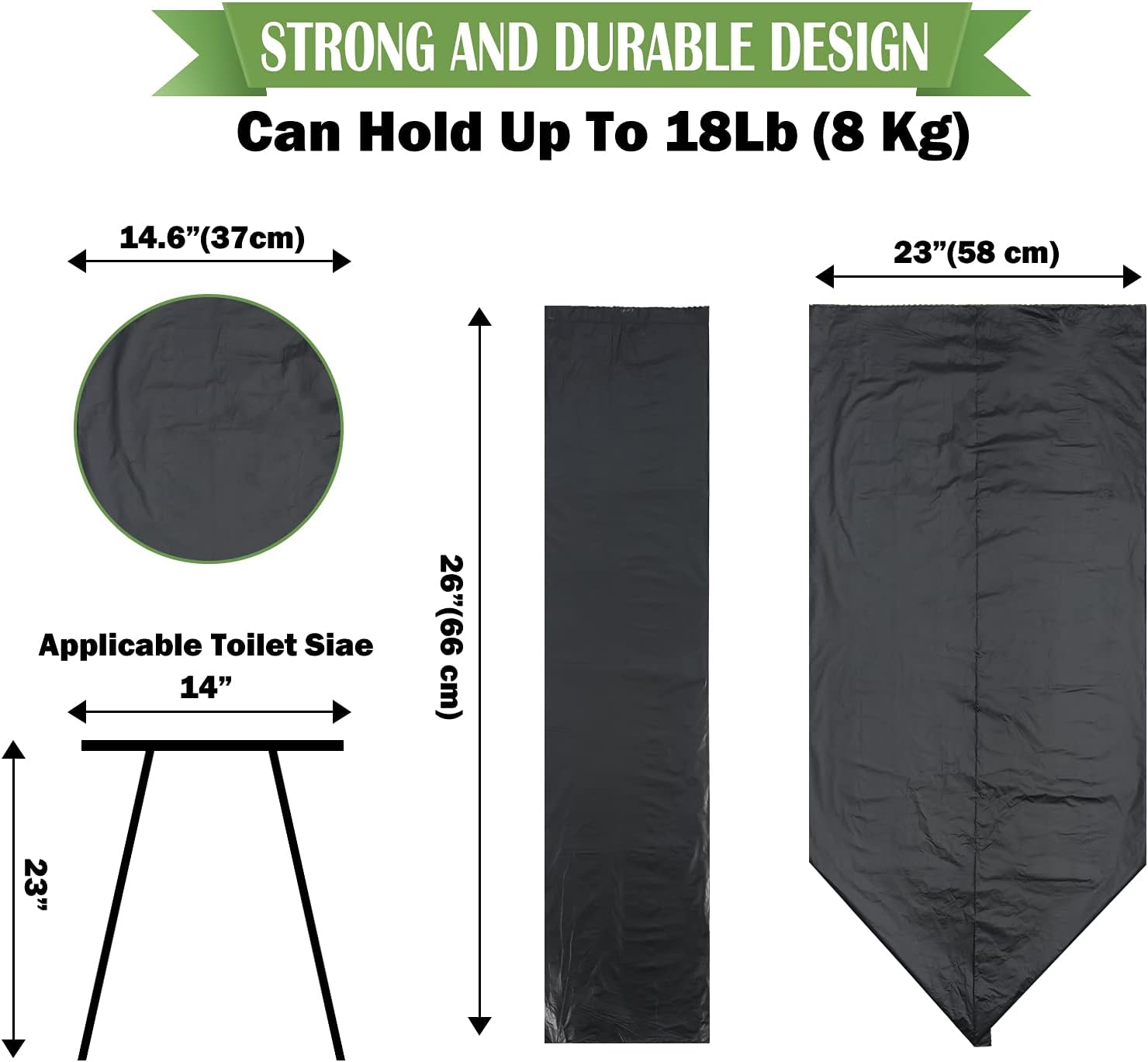 Portable Toilet Bags for Camping, 20 Count Toilet Replacement Bags, 8 Gallon, 30 Liter, 100% Biodegradeable for Use