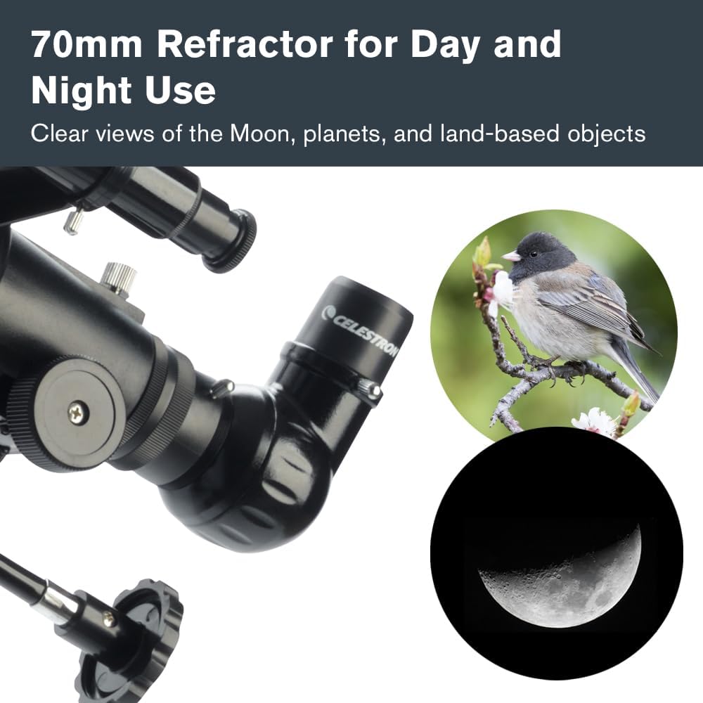 PowerSeeker 70EQ Refractor Telescope for Family Stargazing | Lightweight Refractor, Crisp Moon & Planet Views, Grab