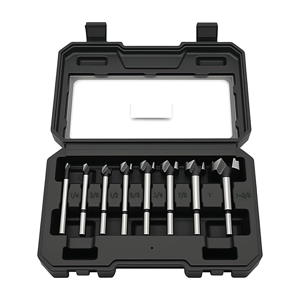 Hex Shank Forstner Bit Set, 8pcs Multi Sided Shank Wood Drill bit Set for Woodworking, Auger Opener Round Shank