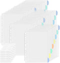 5 Set of 40 Pack A4 Plastic Sleeves Binder Index Dividers Pocket Dividers for 2/3/4 Ring Binder with 8 Tabs，Clear