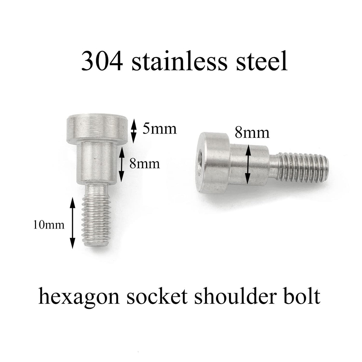 4pcs 304 Stainless Steel Hex Socket Shoulder Bolt 8mm Shoulder M6 Thread for Injection Molding Accessories