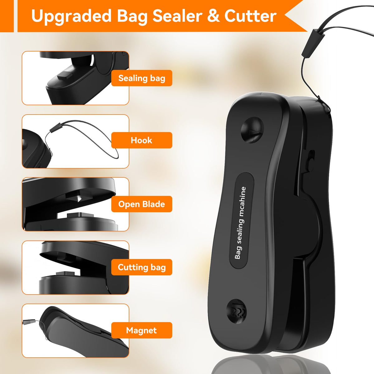 Upgraded Mini Bag Sealer, USB Rechargeable Chip Bag Sealer