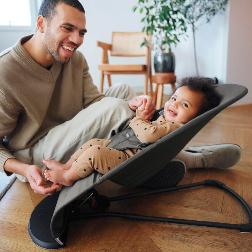 Bouncer Balance Soft, Dark Gray, Woven/Jersey, Tri-Fabric | 2-in-1 Adjustable Baby Bouncer Seat and Toddler Chair