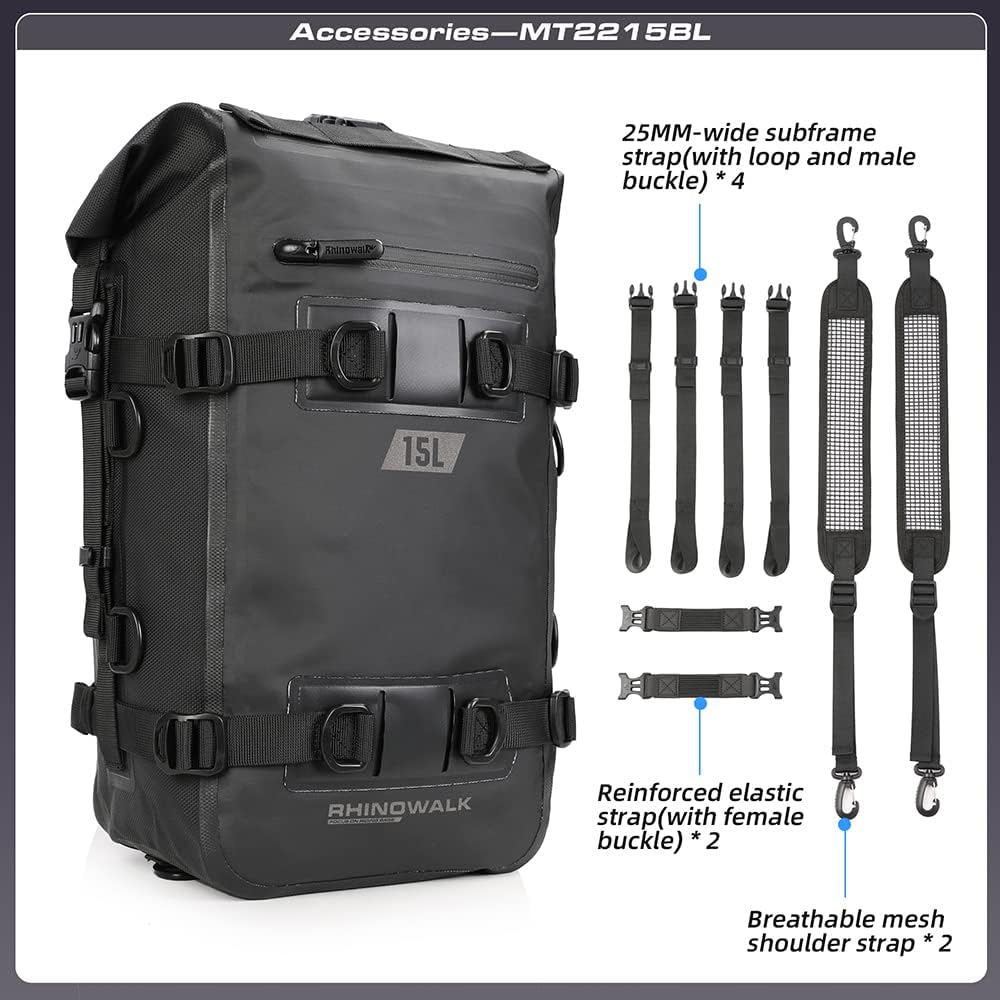 Motorcycle Tail Bag Motorbike Side Bag 15L Full Waterproof Motor Saddle Pannier Bag Rear Rack Trunk Professional