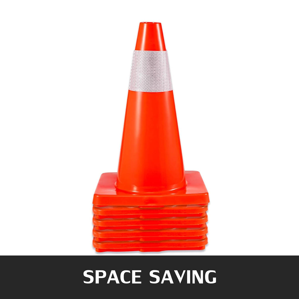 12Pack 18" Traffic Cones, Safety Road Parking Cones PVC Base, Orange Traffic Cone with Reflective Collars, Hazard