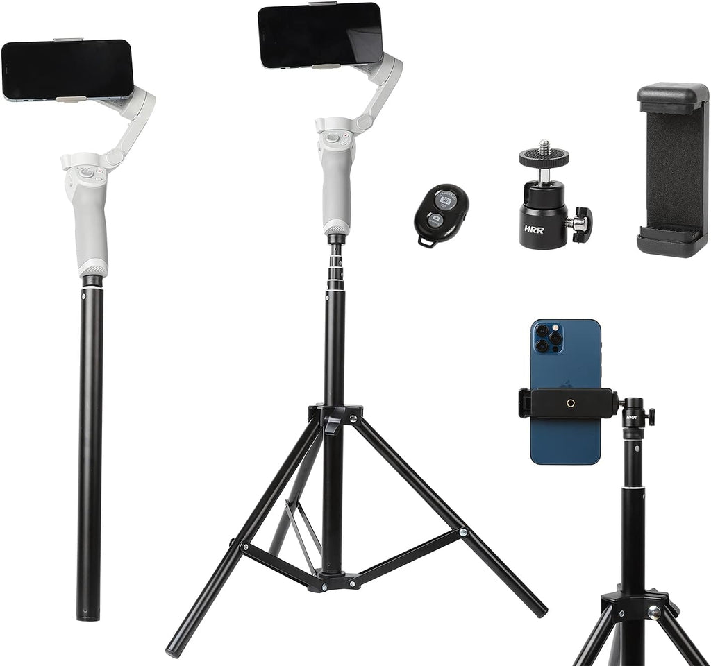 2in1 Tripod Extension Rod 59in Adjustable Selfie Stick with Phone Clip for DJI OM4 SE 5/Osmo Mobile 6 3 2/Feiyu