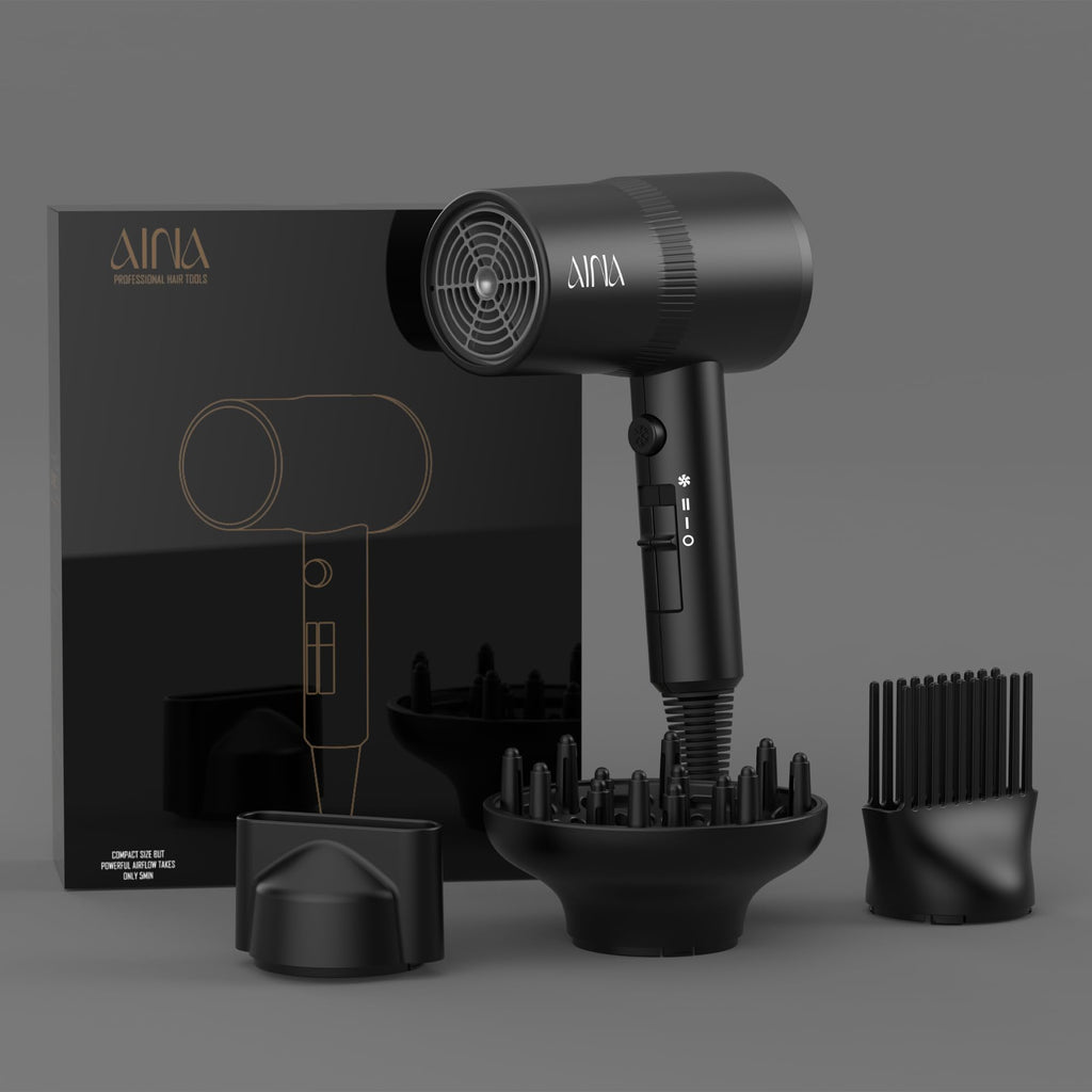 Hair Dryer with Diffuser,Comb Full-Featured Blow Dryer 110V(Black)