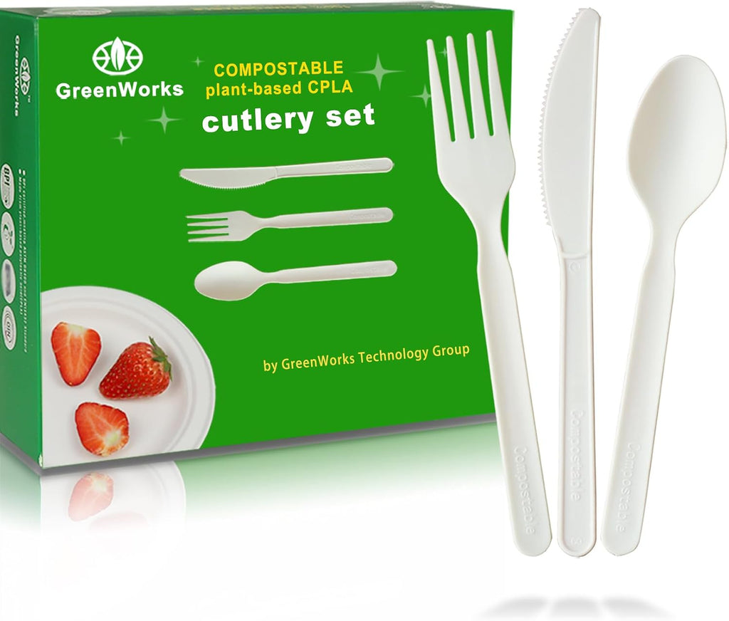 150 Count 7" Heavy-duty Compostable Utensils Cutlery Set