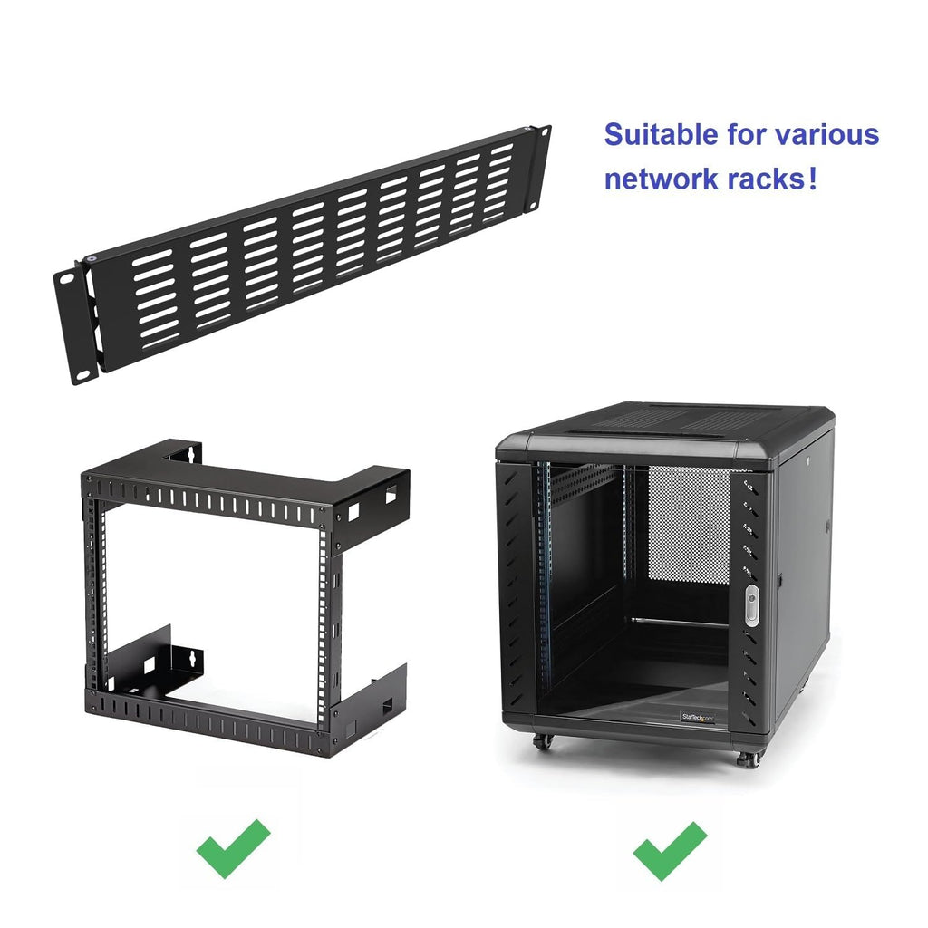 2U Hinged Blank Rack Mount Panel Spacer with Venting
