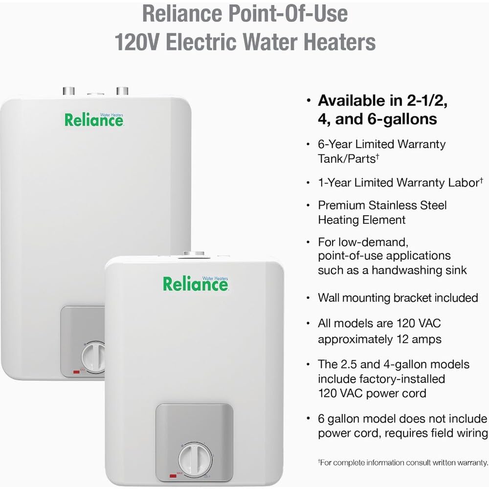 Reliance Water Heater 6-2-EOMS-K Water Heater Electric, 2.5gal