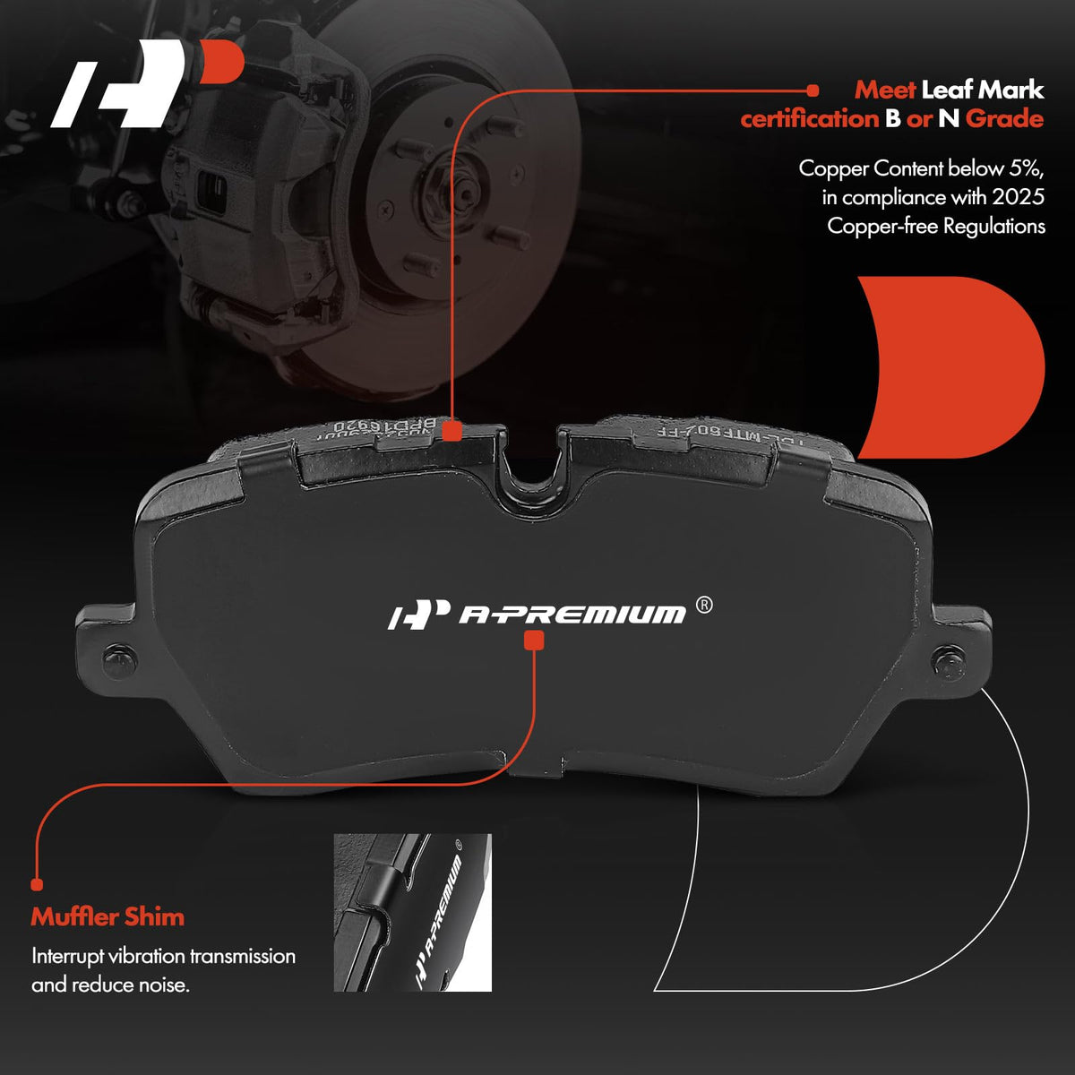 A-Premium Rear Ceramic Brake Pads Compatible with Land Rover