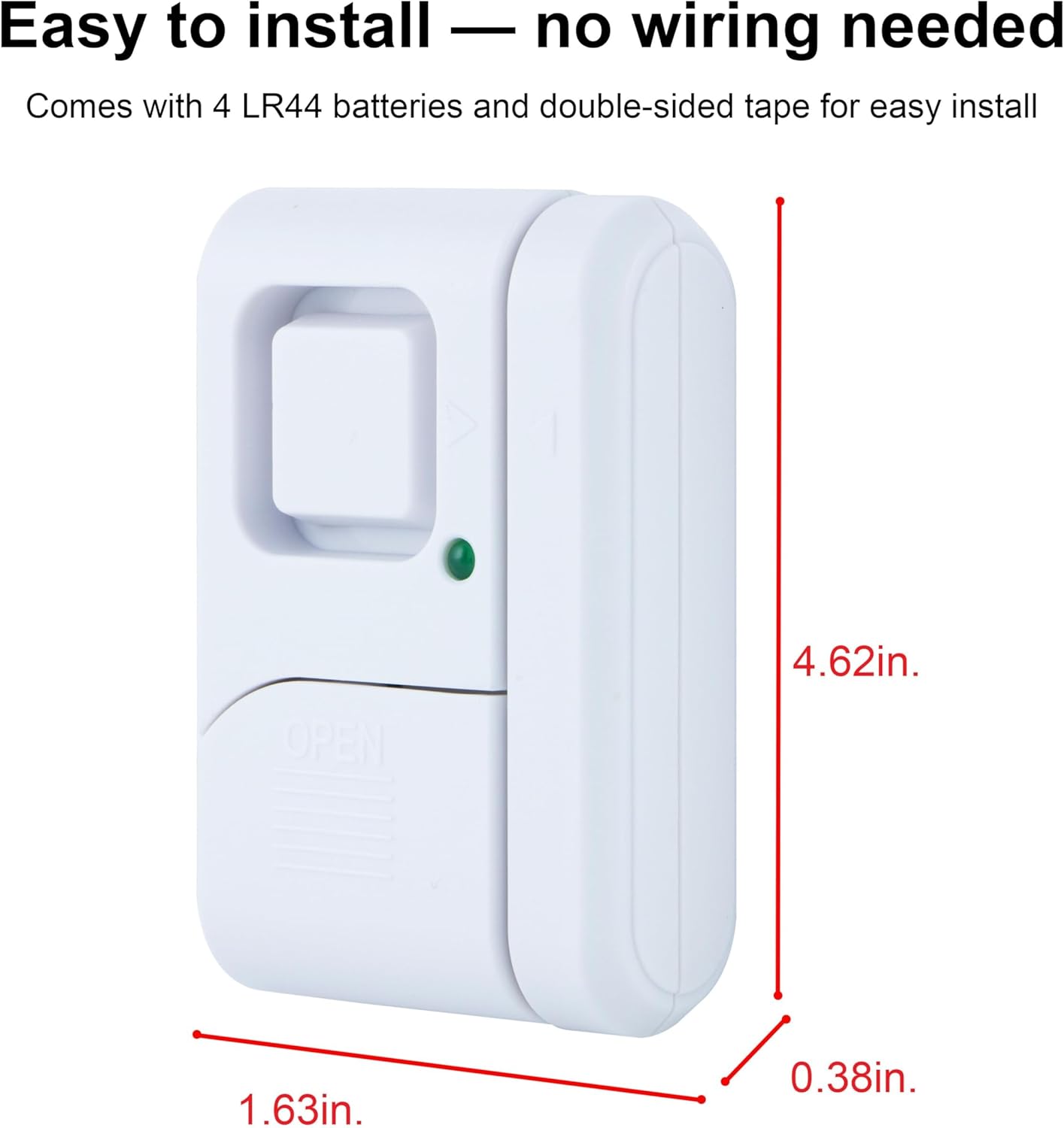 Personal Security Window and Door Alarm, 4 Pack, DIY Protection, Burglar Alert, Wireless Chime/Alarm, Easy