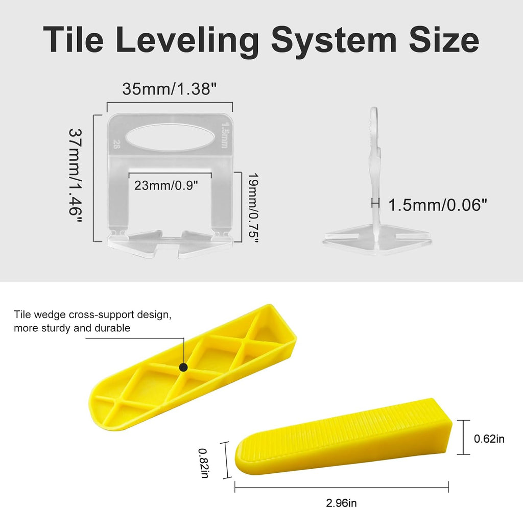 Tile Leveling System with Tile Plier, 1000 Pieces 1/16" Tile Leveler spacers and 210pcs Reusable Tile Wedges for
