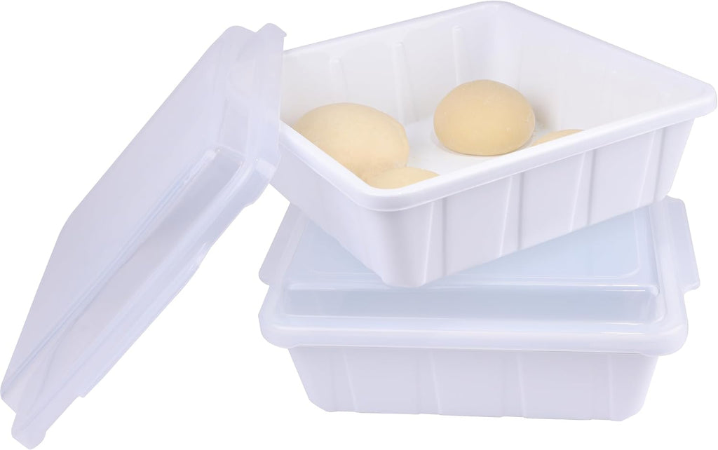 2 Packs Pizza Dough Proofing Box Tray, Home Pizza Dough Containers, Stackable Pizza Storage Container, 1.6 Gal