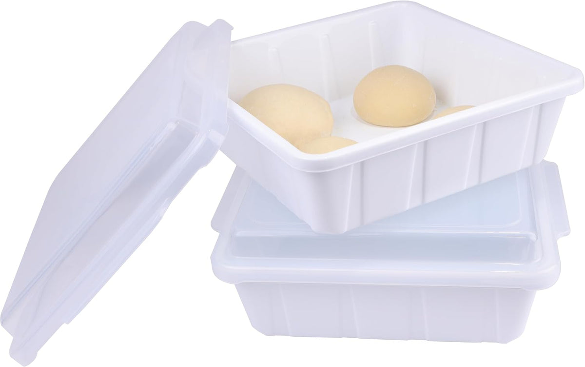 2 Packs Pizza Dough Proofing Box Tray, Home Pizza Dough Containers, Stackable Pizza Storage Container, 1.6 Gal