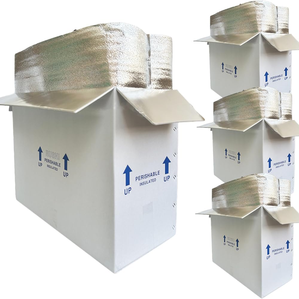4 Pack 26x11x19'' Insulated Shipping Boxes with Bag Liners