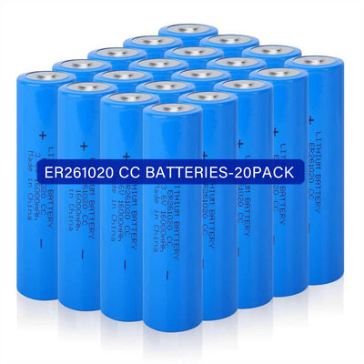 ER261020 3.6V 16000mAh Primary Lithium Battery 20 Pack, Double C Size Lithium Thionyl Chloride Battery