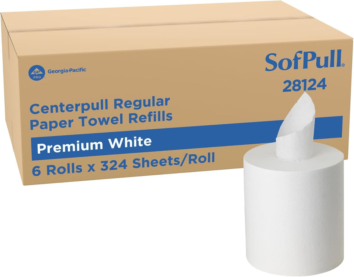SofPull Centerpull Regular Premium Towel Dispenser Refills, Commercial Paper Towels, 324 Sheets Per Roll, 6 Rolls Per