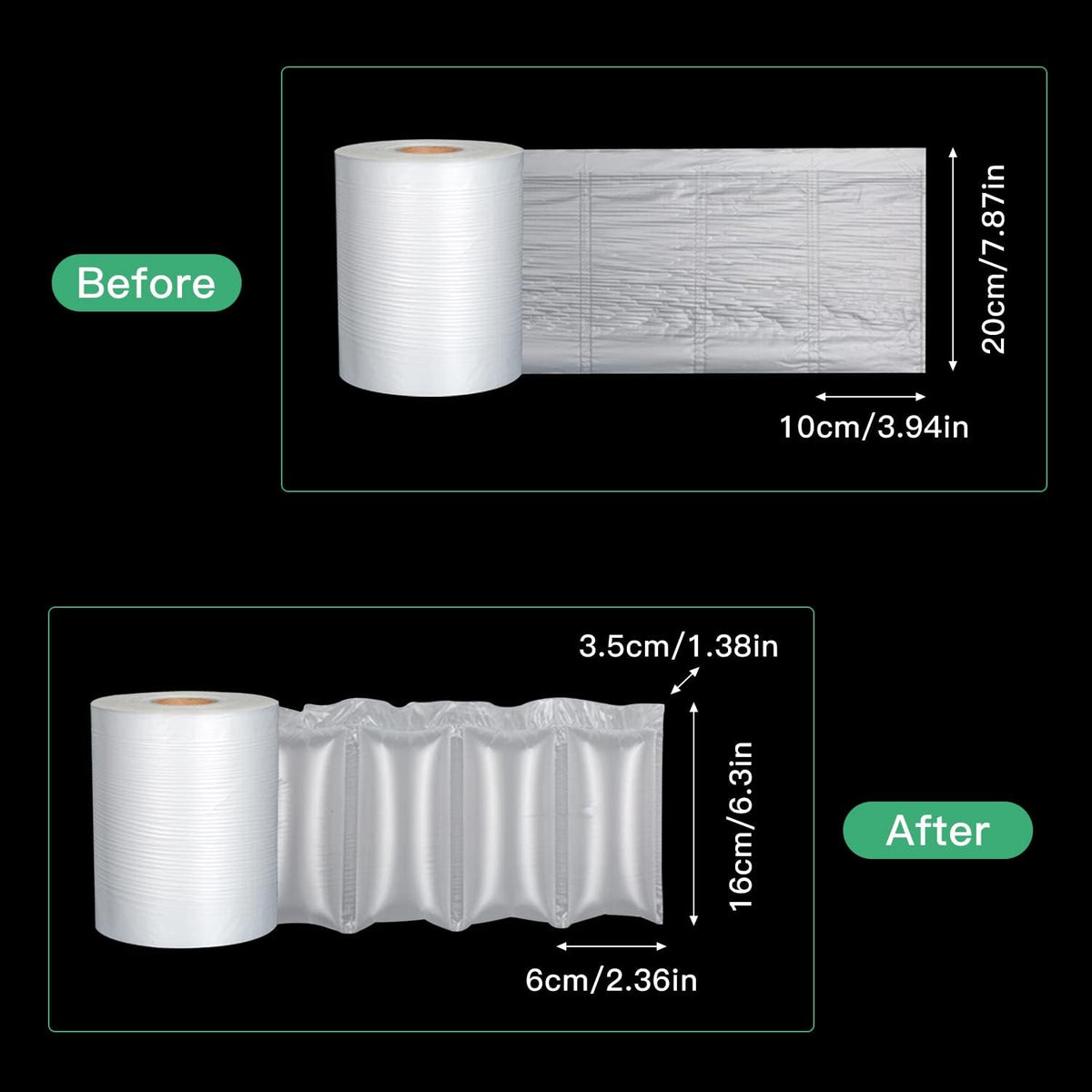 985ft Air Pillow Cushion Film Roll for Bubble Wrap,Packaging 3000pcs