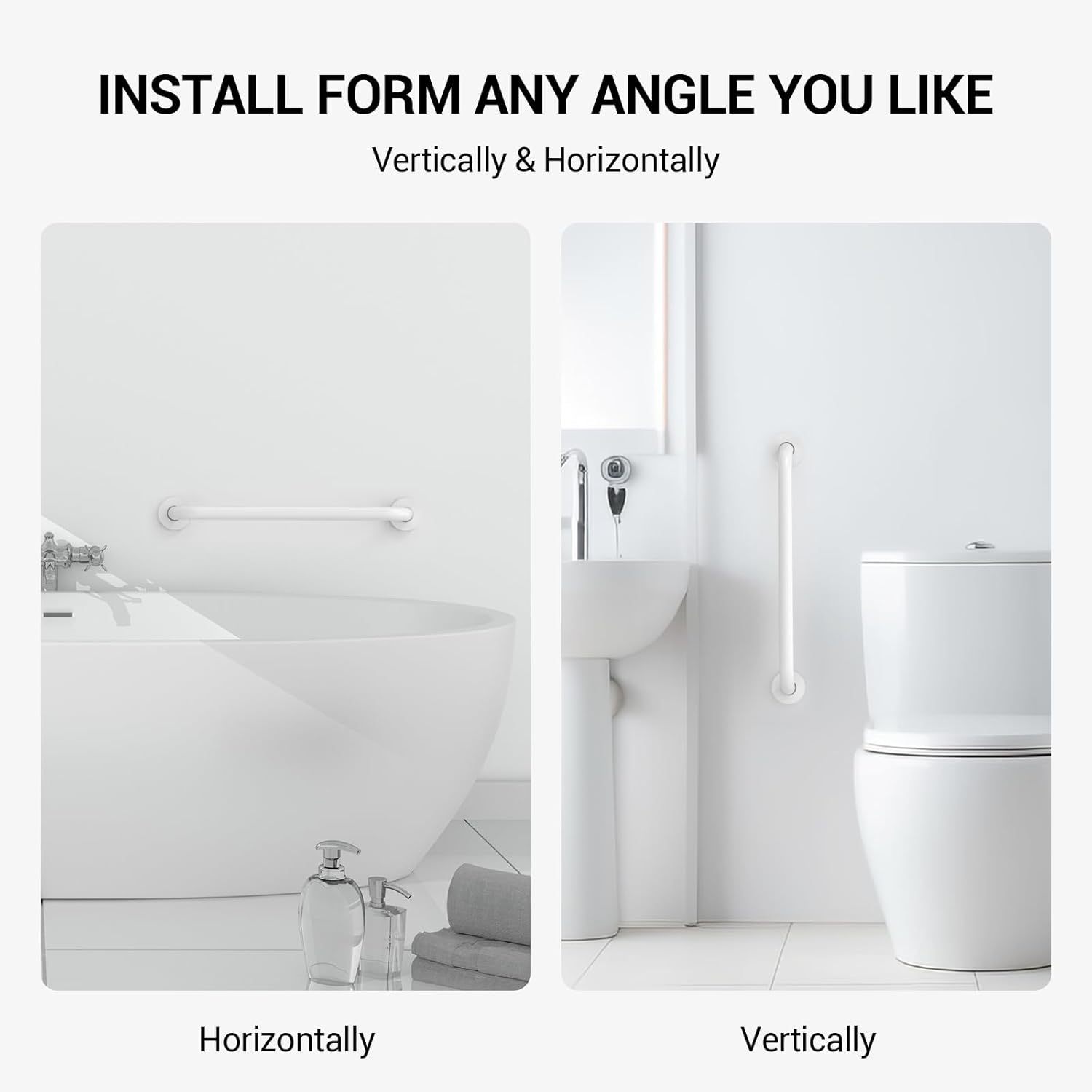 12 Inch Grab Bars for Wall White, Safety Shower Grab Bars for Seniors Elderly Handicapped, Handicap Grab Bars for