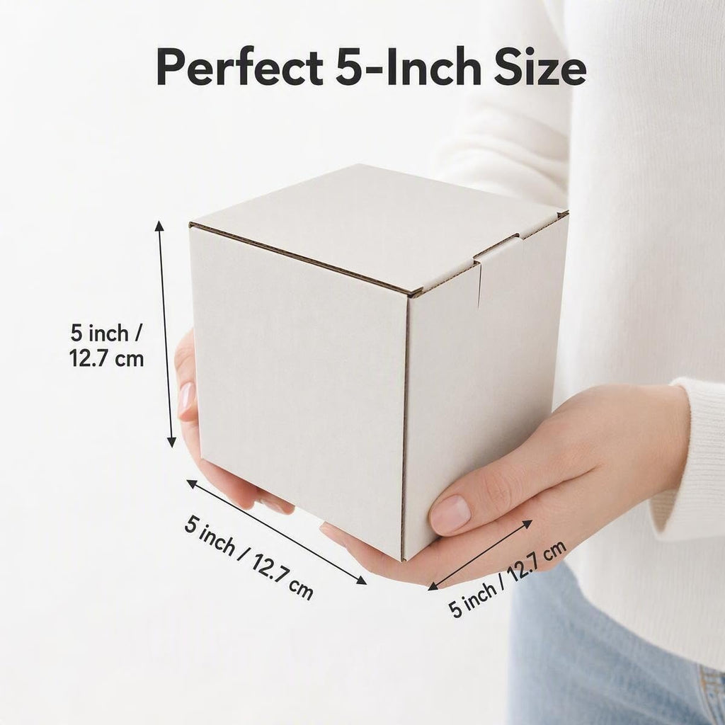 25 Pack 5x5x5 Inch White Corrugated Cardboard Shipping Boxes