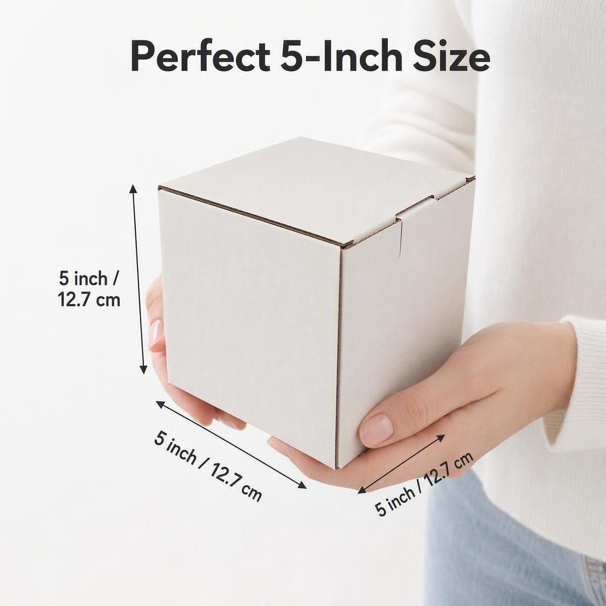 25 Pack 5x5x5 Inch White Corrugated Cardboard Shipping Boxes