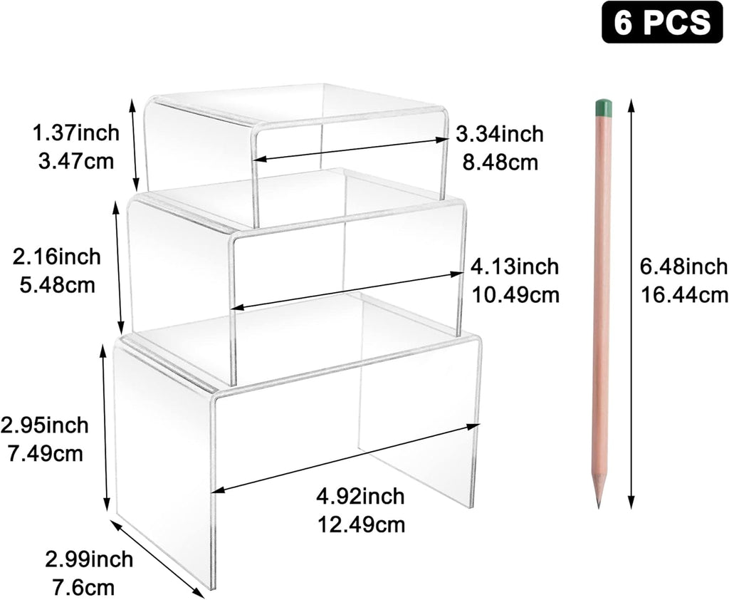 2 Sets Acrylic Display Risers(3",4",5") Clear Product Stand,Cupcakes Holder Dessert Transparent Showcase Stands