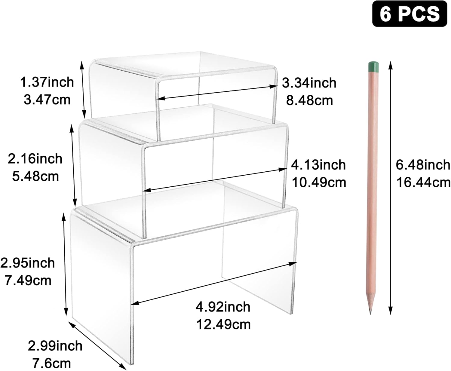 2 Sets Acrylic Display Risers(3",4",5") Clear Product Stand,Cupcakes Holder Dessert Transparent Showcase Stands